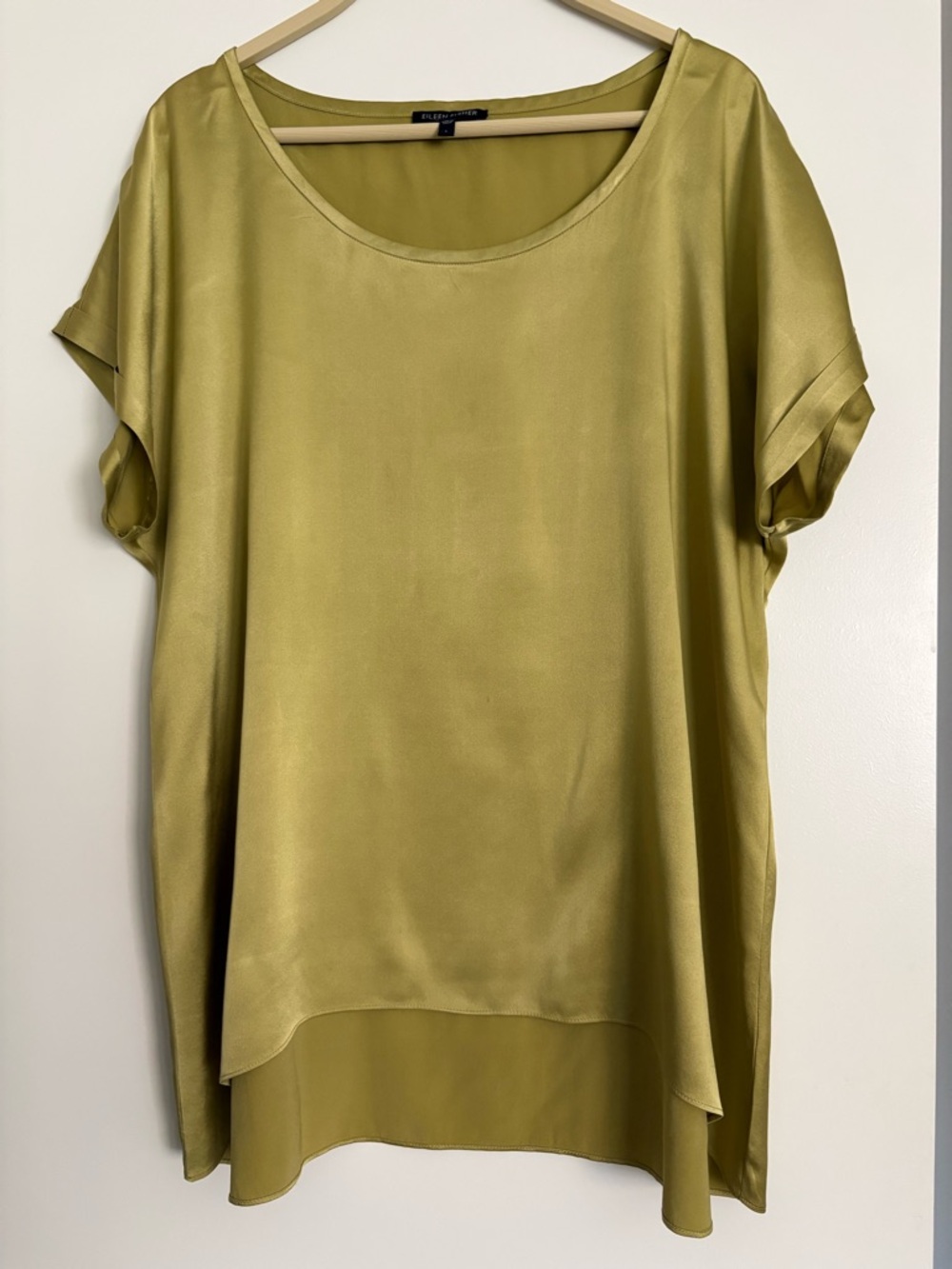 Eileen Fisher Silk Olive Green Slip Top